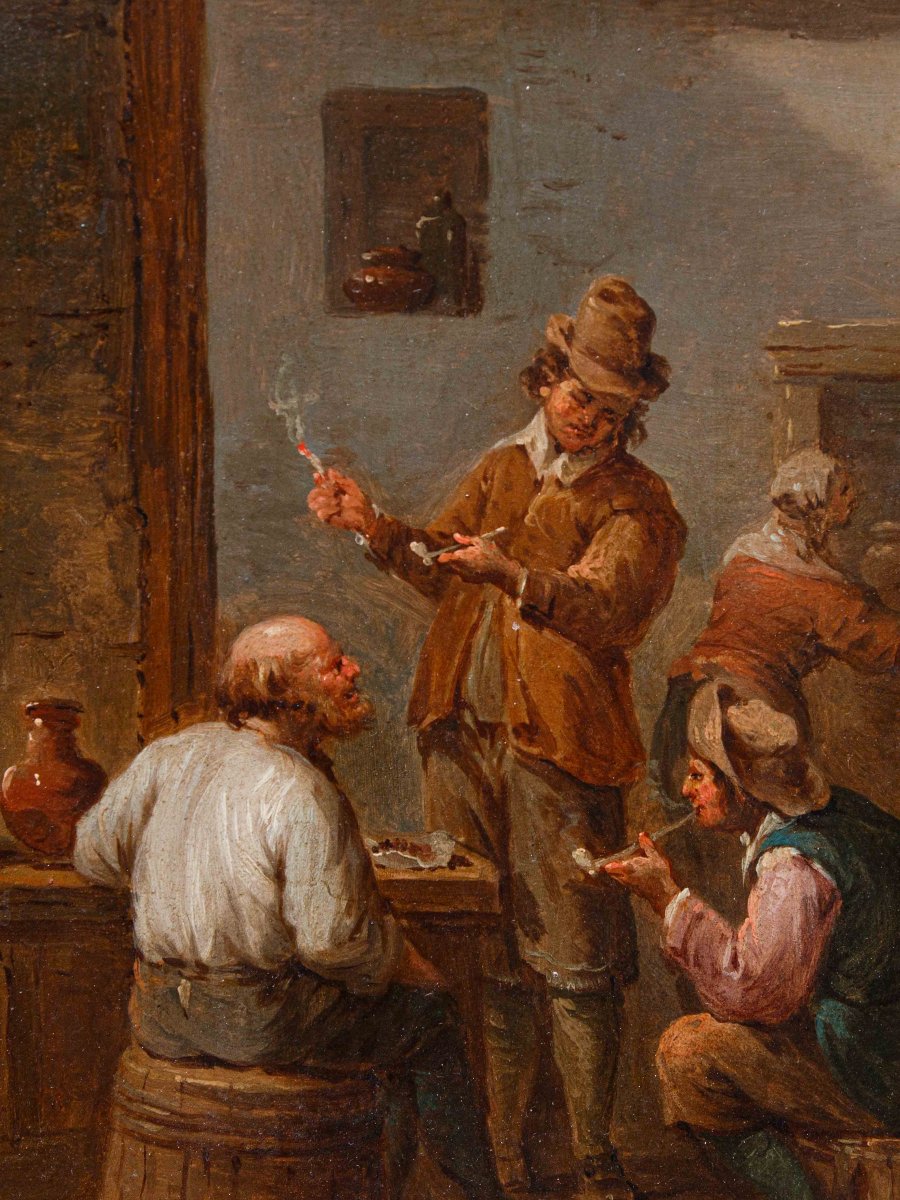 Bottega di Jan Thomas van Kessel (Anversa, 1677-1741), Scena di taverna con fumatori-photo-4