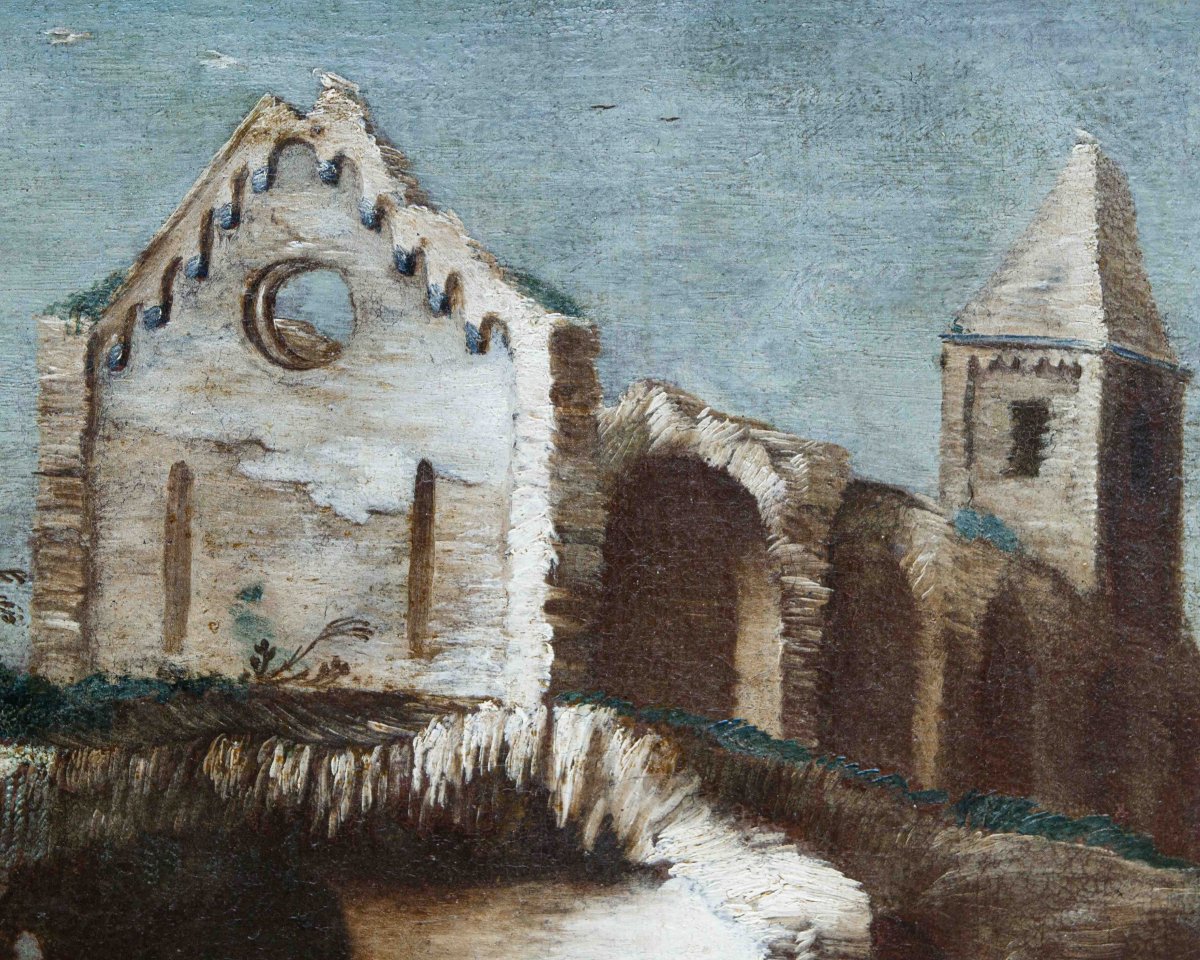 Antonio Travi detto il Sestri (1608 - 1665),Paesaggio con rovine, contadini e pastori-photo-2