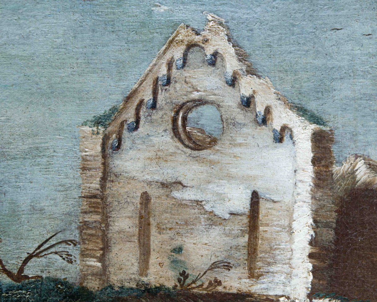 Antonio Travi detto il Sestri (1608 - 1665),Paesaggio con rovine, contadini e pastori-photo-3