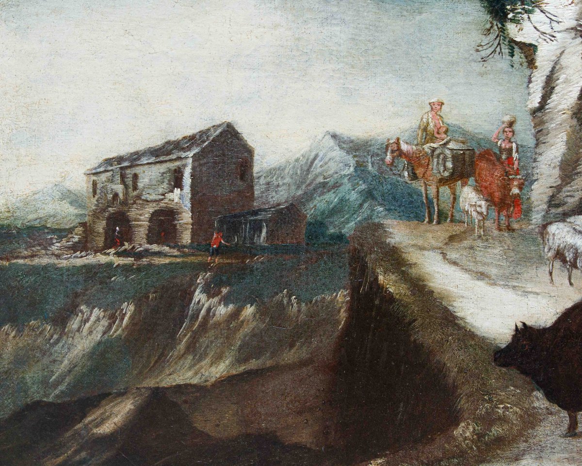 Antonio Travi detto il Sestri (1608 - 1665),Paesaggio con rovine, contadini e pastori-photo-8