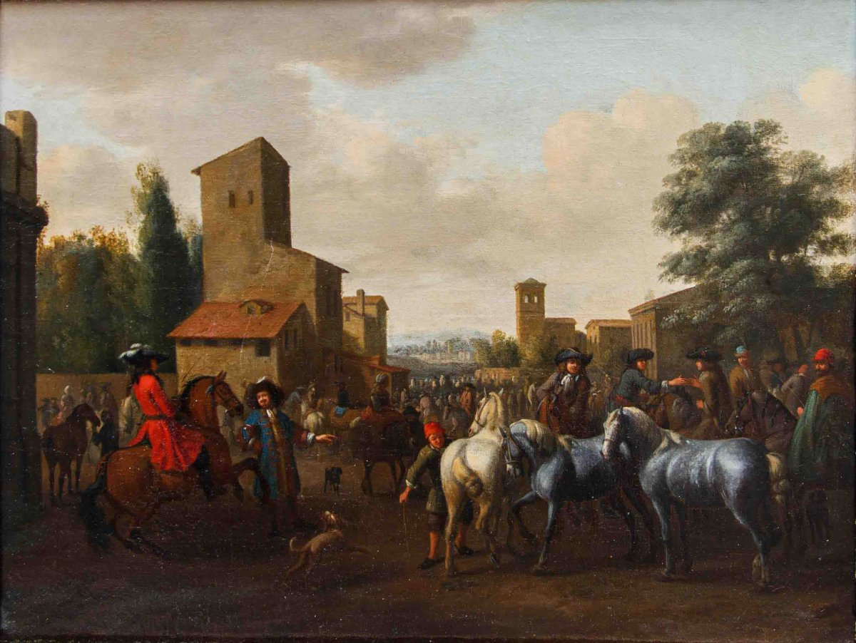 Jan Vincentz van der Vinne (Haarlem, 1663 - 1721), Mercato dei cavalli-photo-2