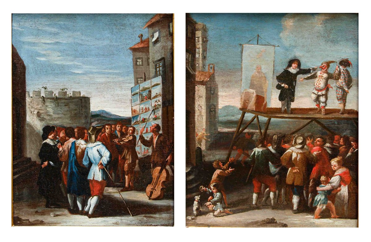 XVIII secolo, Scuola Piemontese, La Commedia dell'Arte sul Palco - Il Cantastorie-photo-2