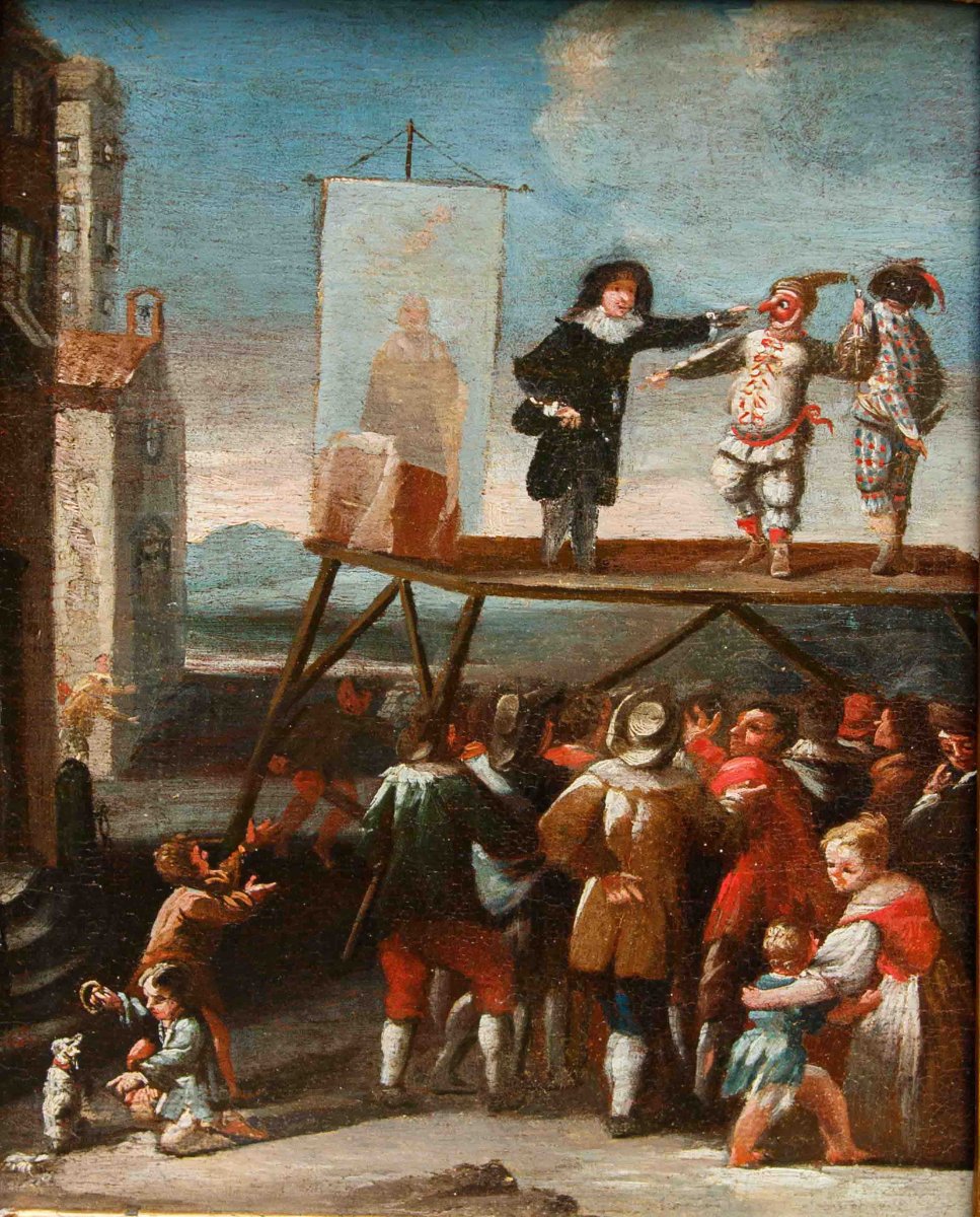 XVIII secolo, Scuola Piemontese, La Commedia dell'Arte sul Palco - Il Cantastorie-photo-2