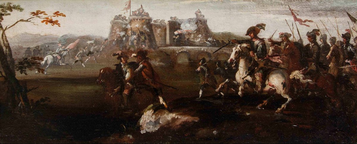 Bottega di Francesco Graziani, detto Ciccio Napoletano, Quattro scene di battaglia-photo-4