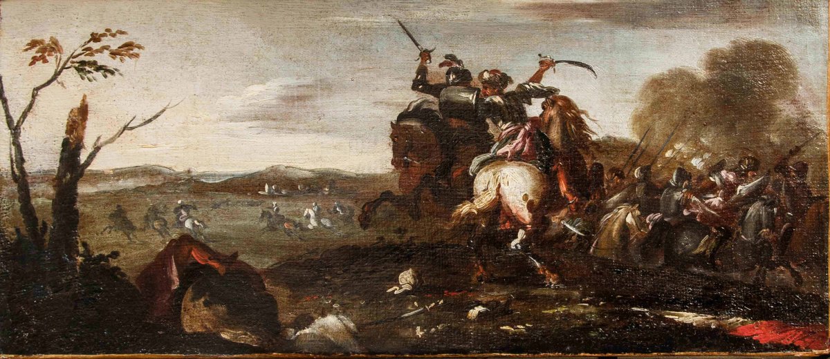 Bottega di Francesco Graziani, detto Ciccio Napoletano, Quattro scene di battaglia-photo-5