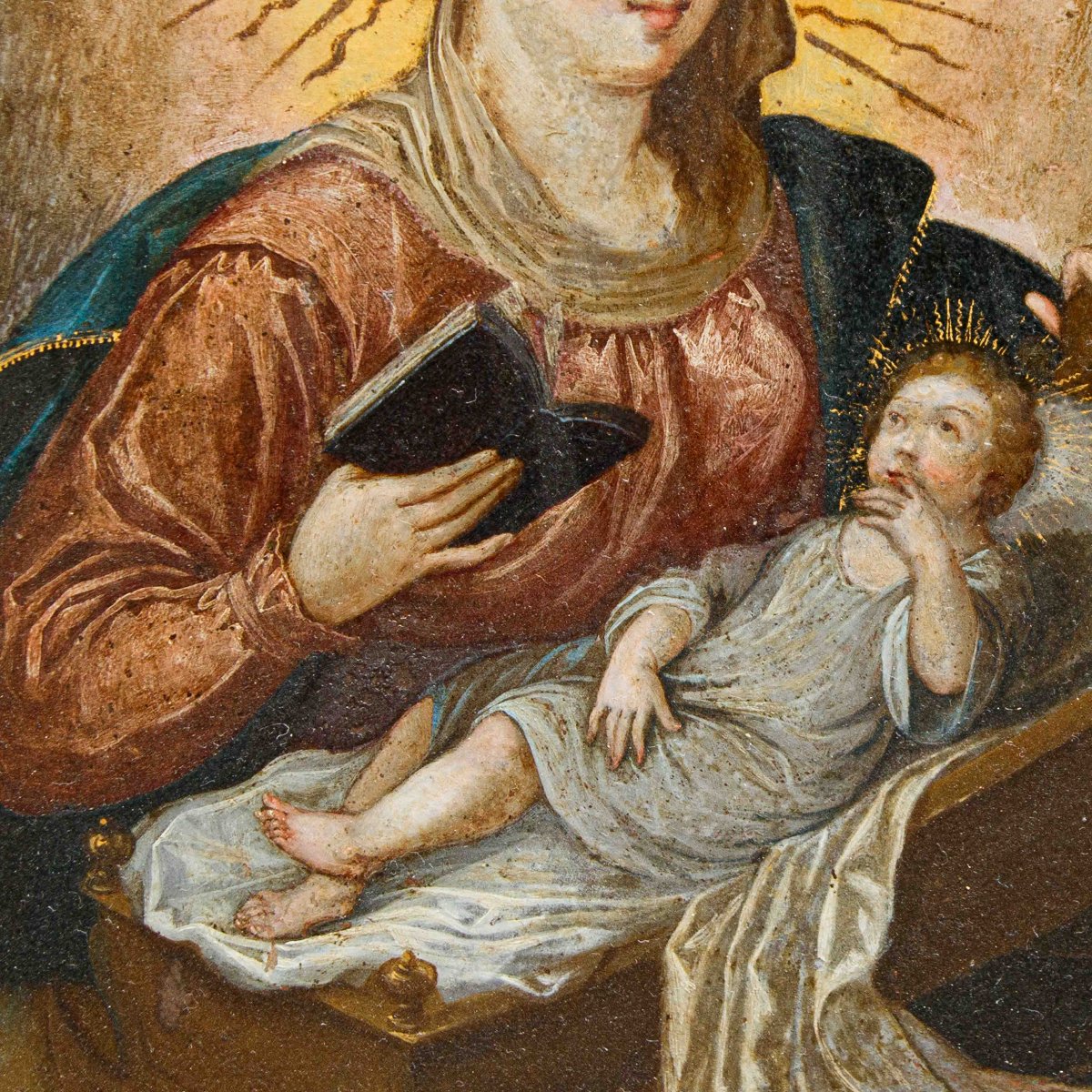 Scuola ispano-fiamminga di XVII secolo, Madonna con il Bambino-photo-1