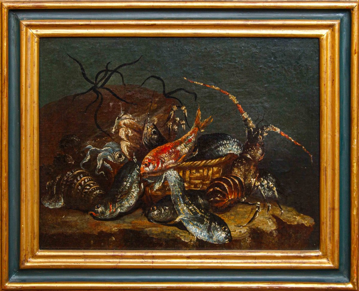 Scuola napoletana, XVII secolo, Nature morte con pesci-photo-3