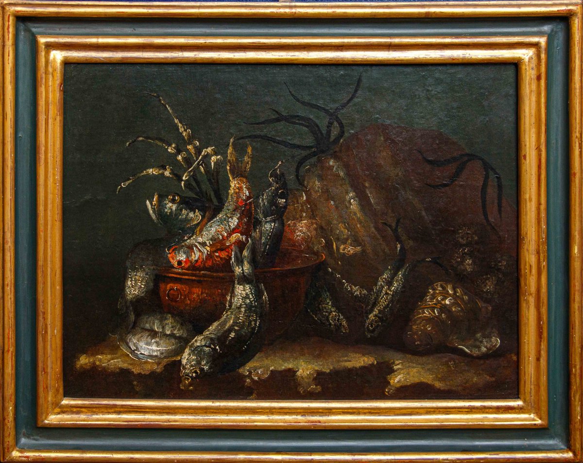 Scuola napoletana, XVII secolo, Nature morte con pesci-photo-4