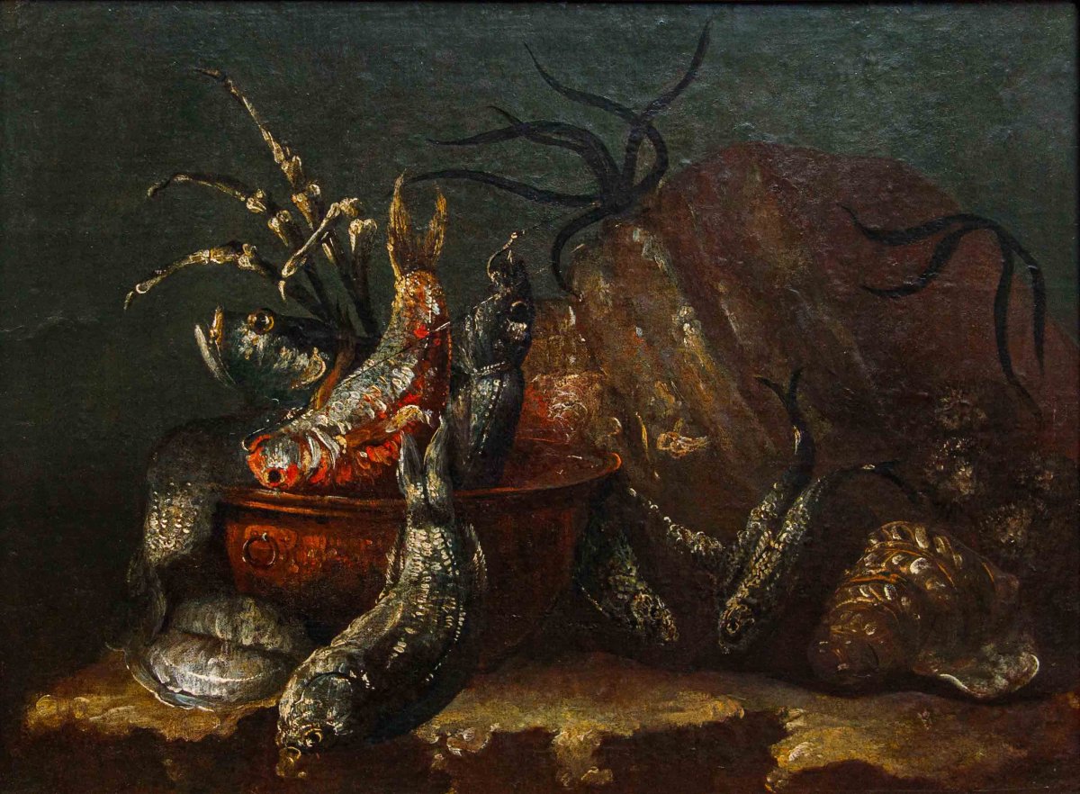 Scuola napoletana, XVII secolo, Nature morte con pesci-photo-3