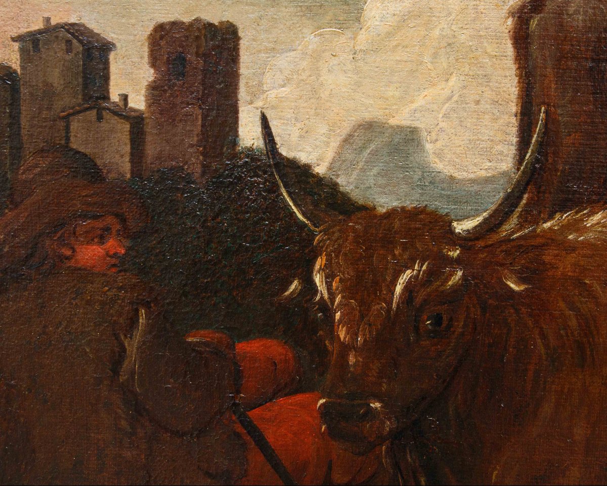 Jacob Roos, detto Rosa da Napoli, Pastore con armenti – Toro assalito da cani-photo-7
