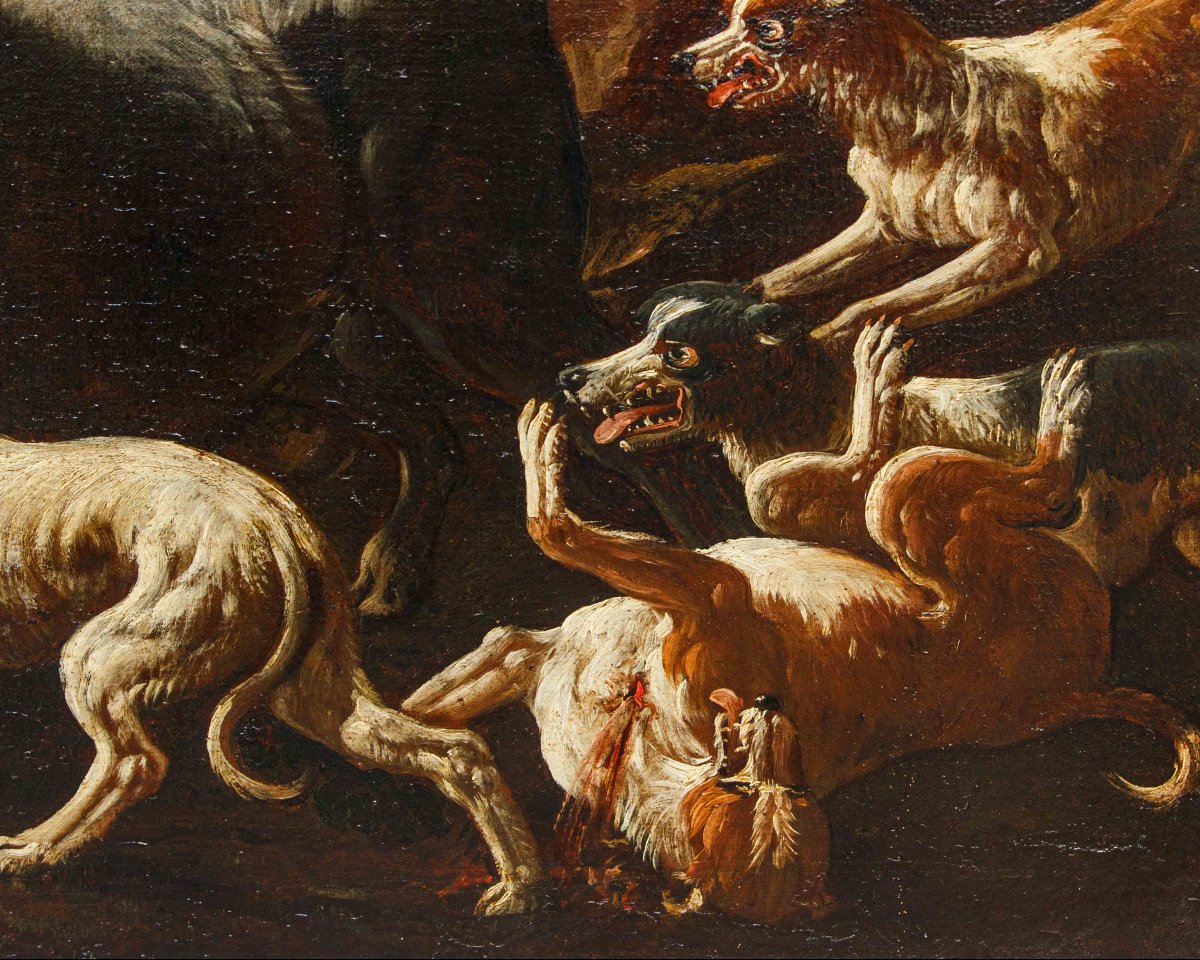 Jacob Roos, detto Rosa da Napoli, Pastore con armenti – Toro assalito da cani-photo-8
