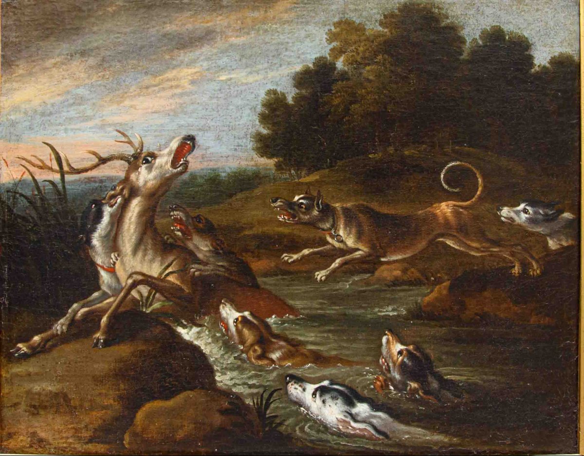 Seguace di Paul de Vos (Hulst, 1592 – Anversa, 30 giugno 1678), Caccia al cervo-photo-2