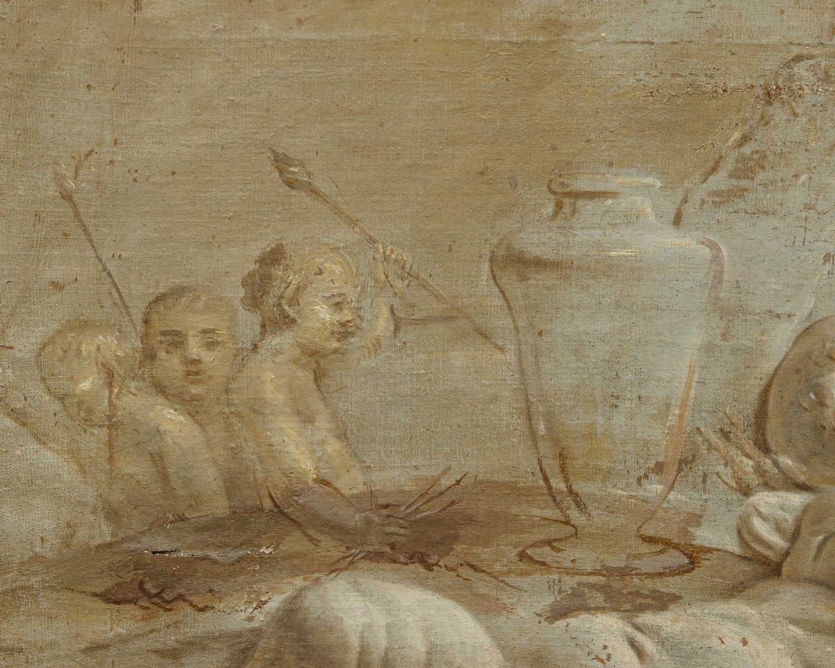 Francia, seconda metà del XVIII secolo, Trompe l’oeil di un bassorilievo in marmo con putti-photo-4