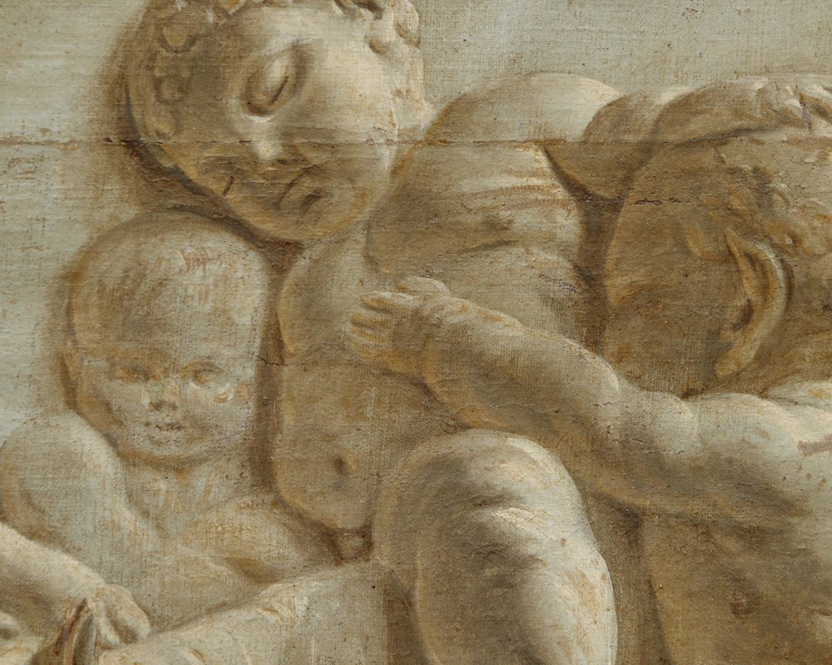 Francia, seconda metà del XVIII secolo, Trompe l’oeil di un bassorilievo in marmo con putti-photo-6