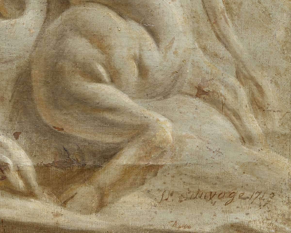 Francia, seconda metà del XVIII secolo, Trompe l’oeil di un bassorilievo in marmo con putti-photo-8