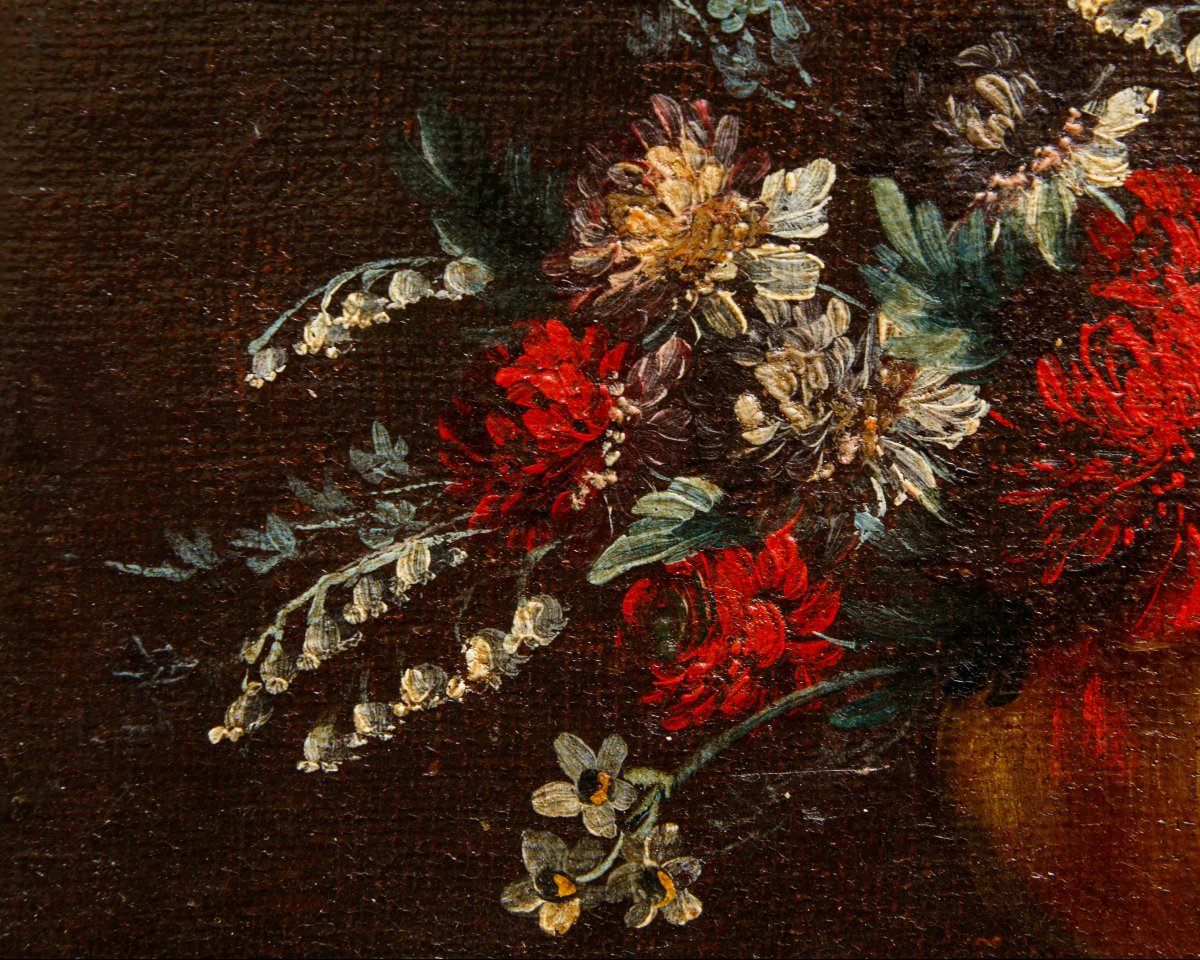 Scuola napoletana del XVIII secolo, Vaso e cesto di fiori-photo-4