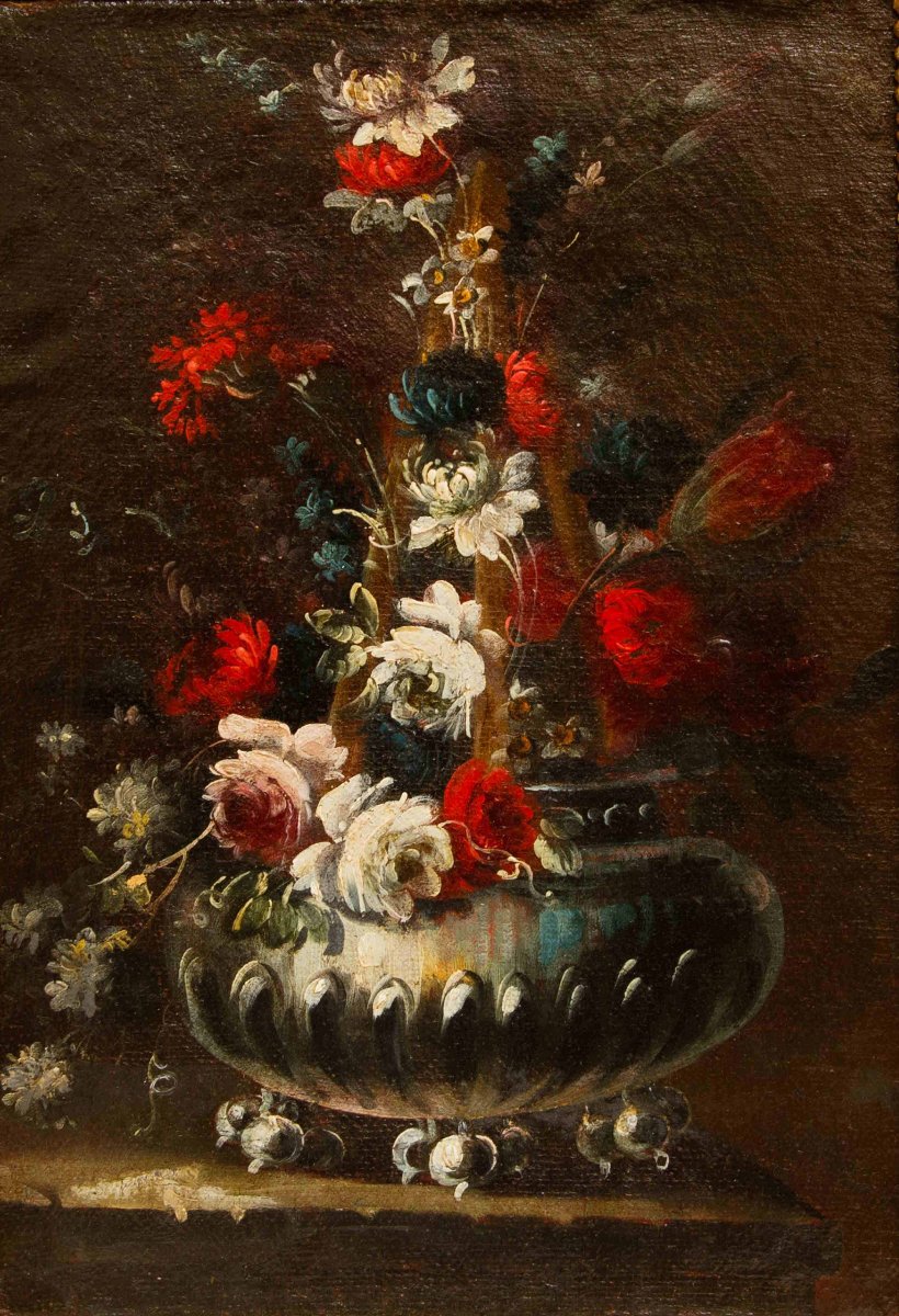 Pittore napoletano del  XVIII secolo, Vaso con fiori-photo-2