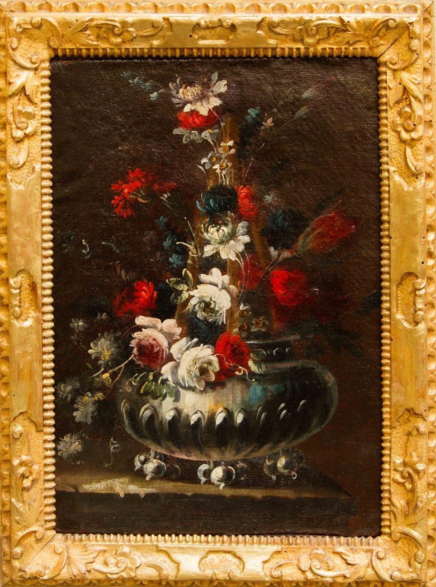 Pittore napoletano del  XVIII secolo, Vaso con fiori