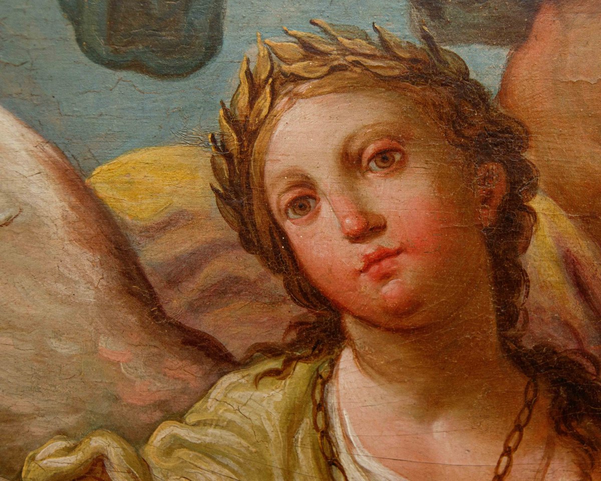 Scuola emiliana, XVIII secolo, Allegorie della Geometria e della Poesia-photo-2