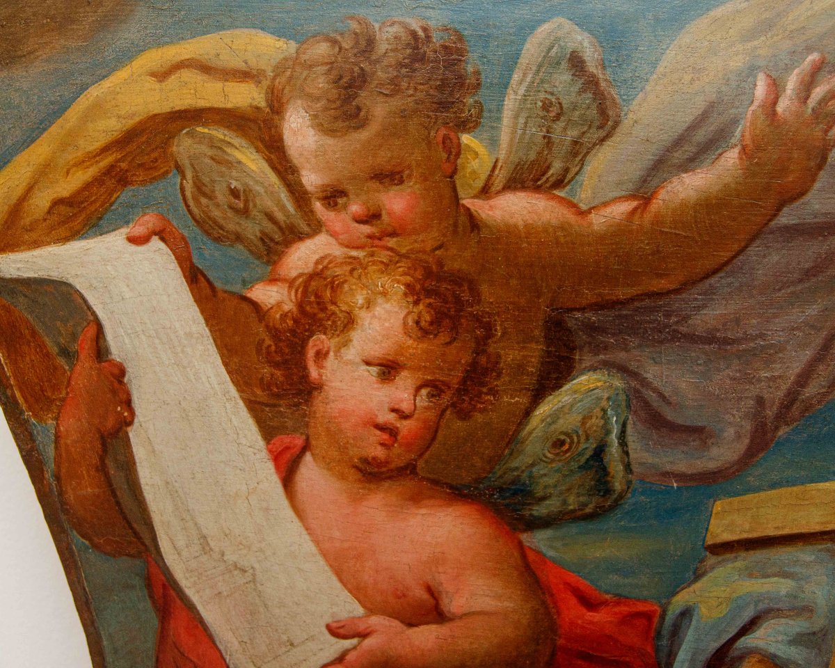 Scuola emiliana, XVIII secolo, Allegorie della Geometria e della Poesia-photo-7