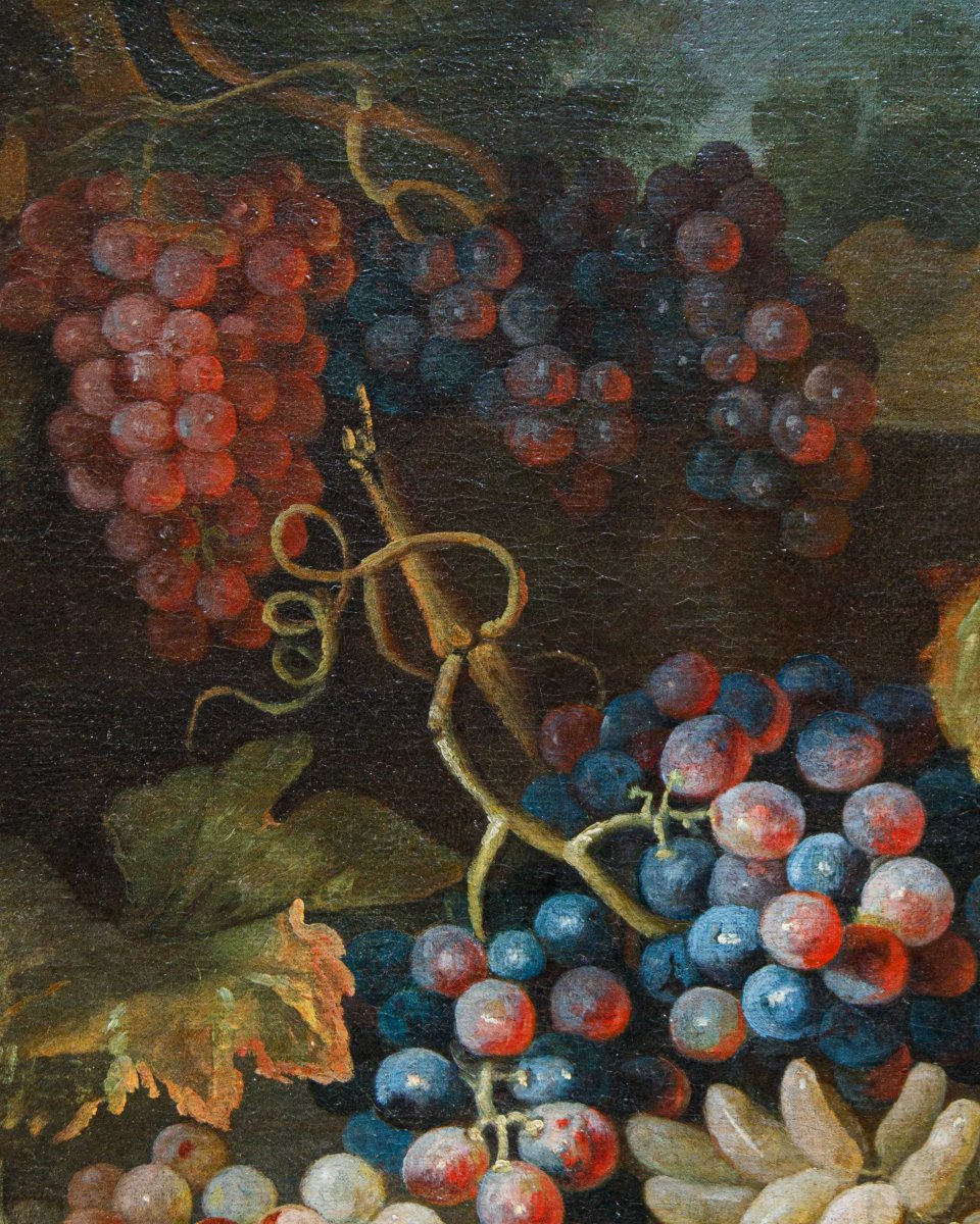 Maximilian Pfeiler (attivo dal 1683 - 1721 ca.), Natura morta con uve bianche e nere-photo-4