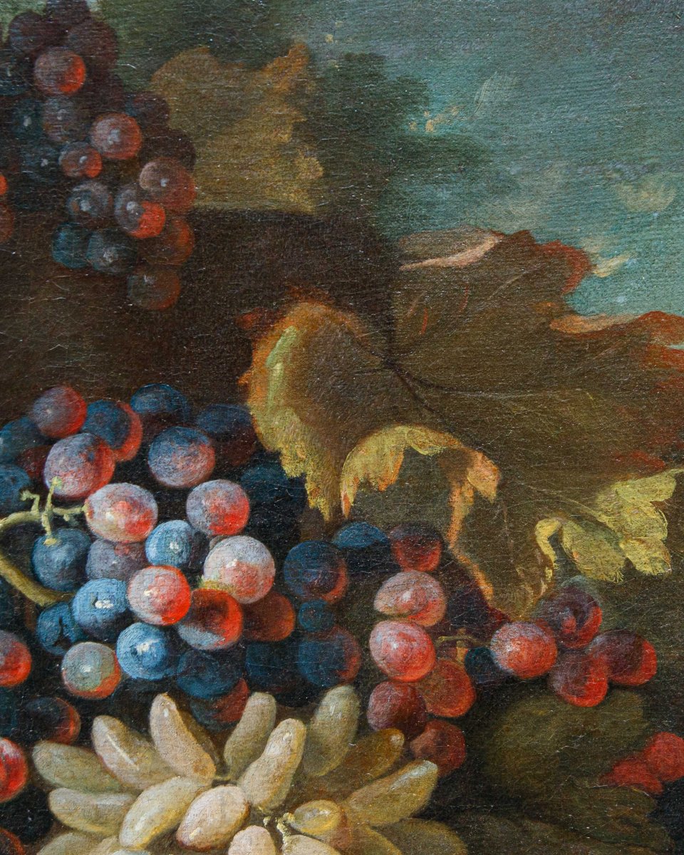 Maximilian Pfeiler (attivo dal 1683 - 1721 ca.), Natura morta con uve bianche e nere-photo-6