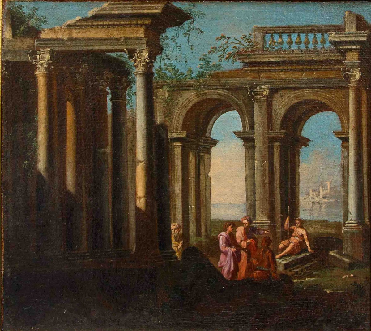 Alberto Carlieri (Roma, 1672 - 1720 ca.), Capricci con figure-photo-1