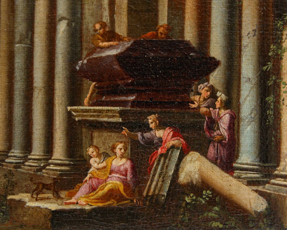 Alberto Carlieri (Roma, 1672 - 1720 ca.), Capricci con figure-photo-5