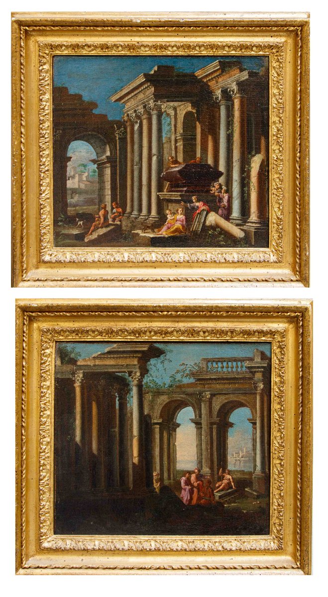 Alberto Carlieri (Roma, 1672 - 1720 ca.), Capricci con figure