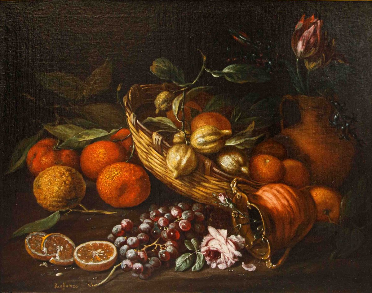 Tommaso Realfonzo, detto Masillo (1677 – 1743) Nature morte di frutta e fiori all’aperto-photo-1