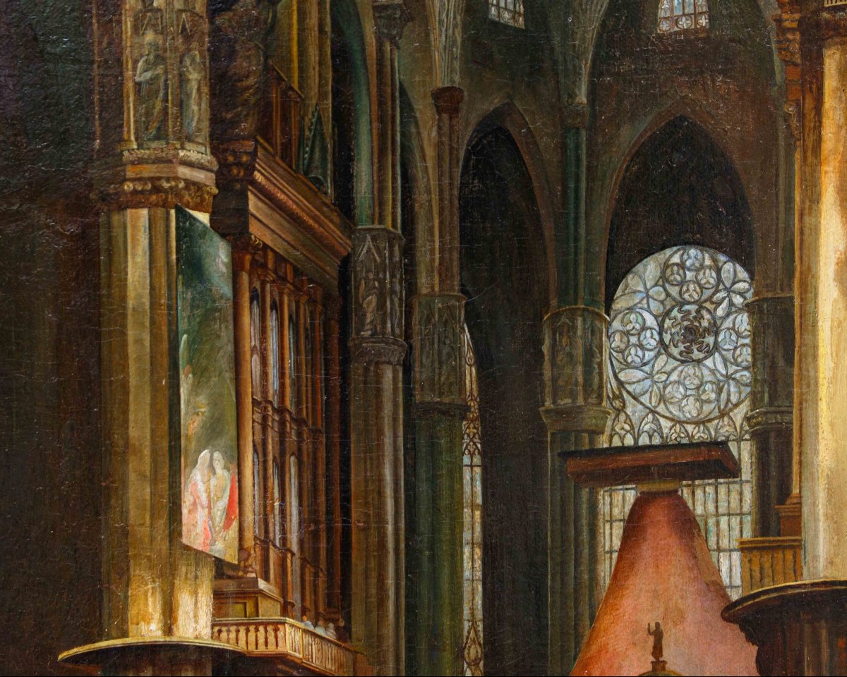 Scuola lombarda del XIX secolo, Interno del Duomo di Milano-photo-4