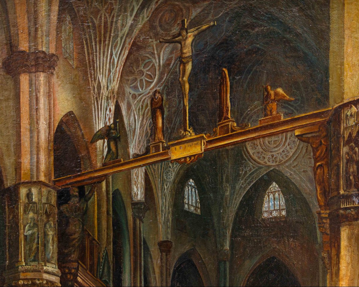 Scuola lombarda del XIX secolo, Interno del Duomo di Milano-photo-5