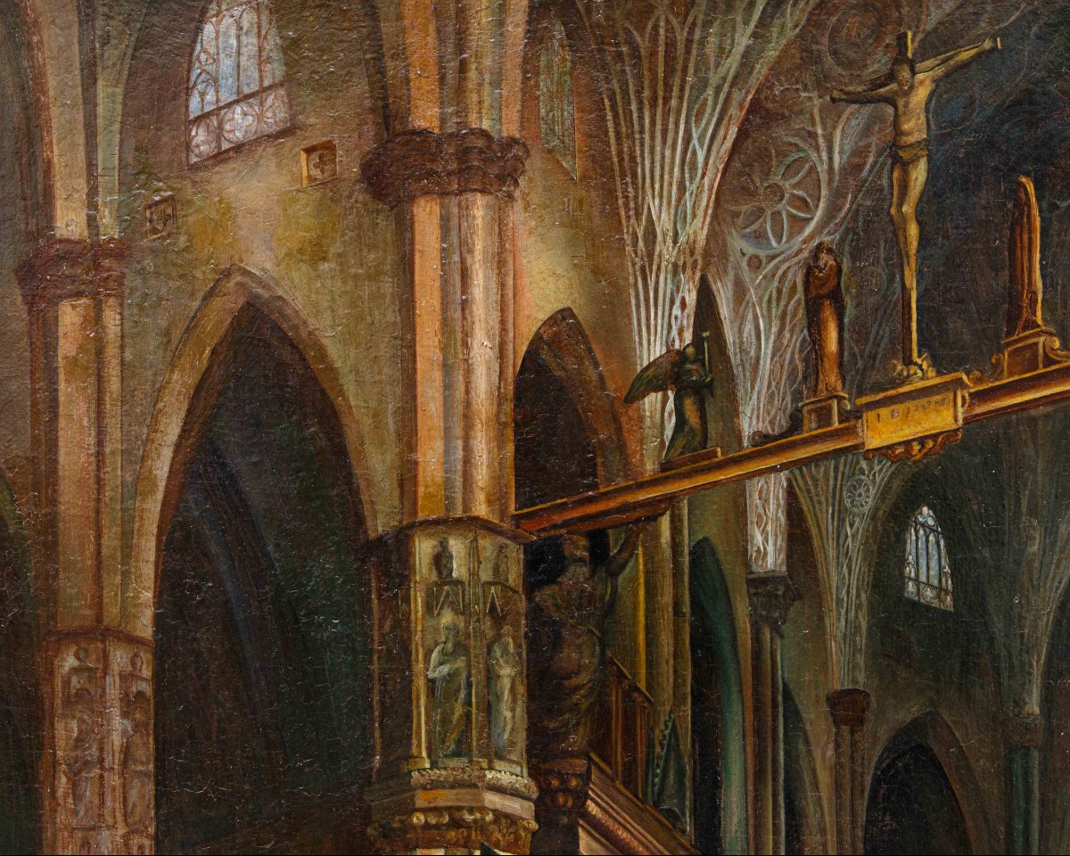 Scuola lombarda del XIX secolo, Interno del Duomo di Milano-photo-7