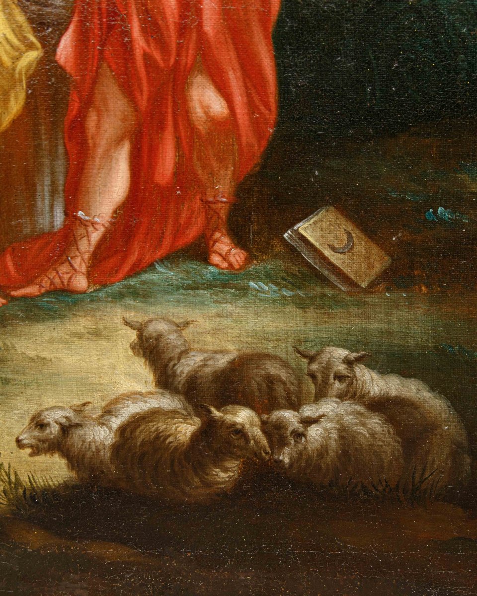 Seguace di François Boucher (Parigi, 1703 - 1770), Paesaggio con la buona ventura-photo-4