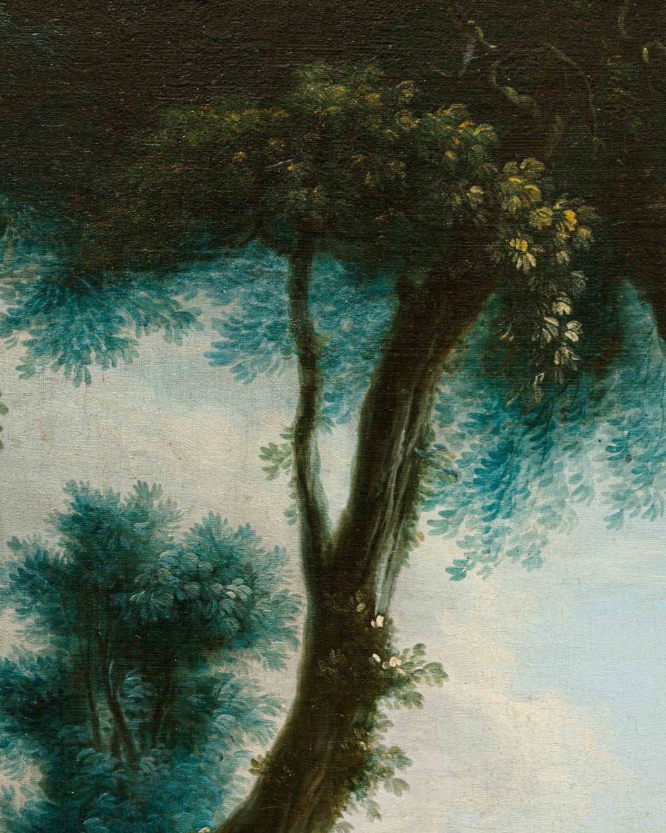Seguace di François Boucher (Parigi, 1703 - 1770), Paesaggio con la buona ventura-photo-6