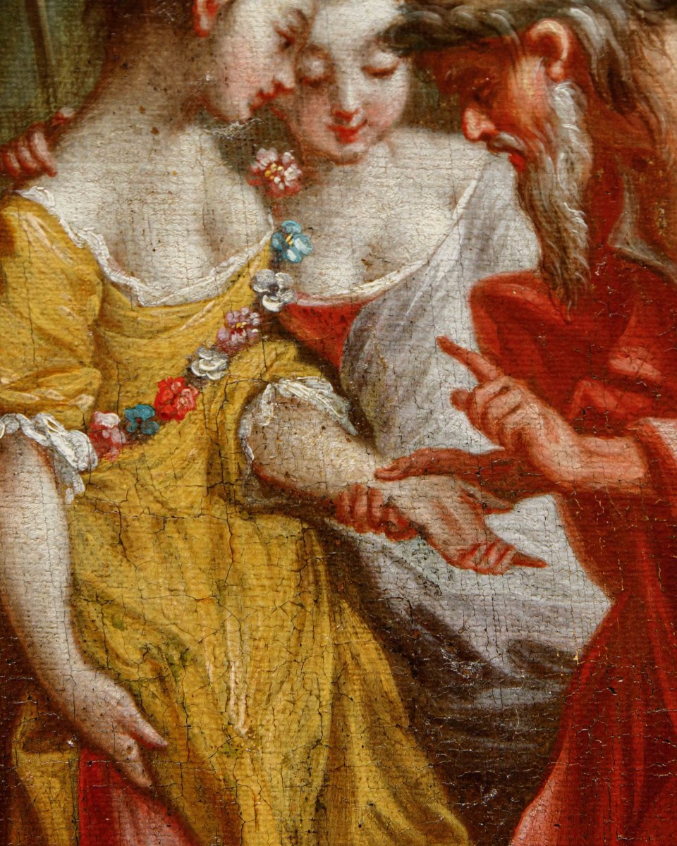 Seguace di François Boucher (Parigi, 1703 - 1770), Paesaggio con la buona ventura-photo-7