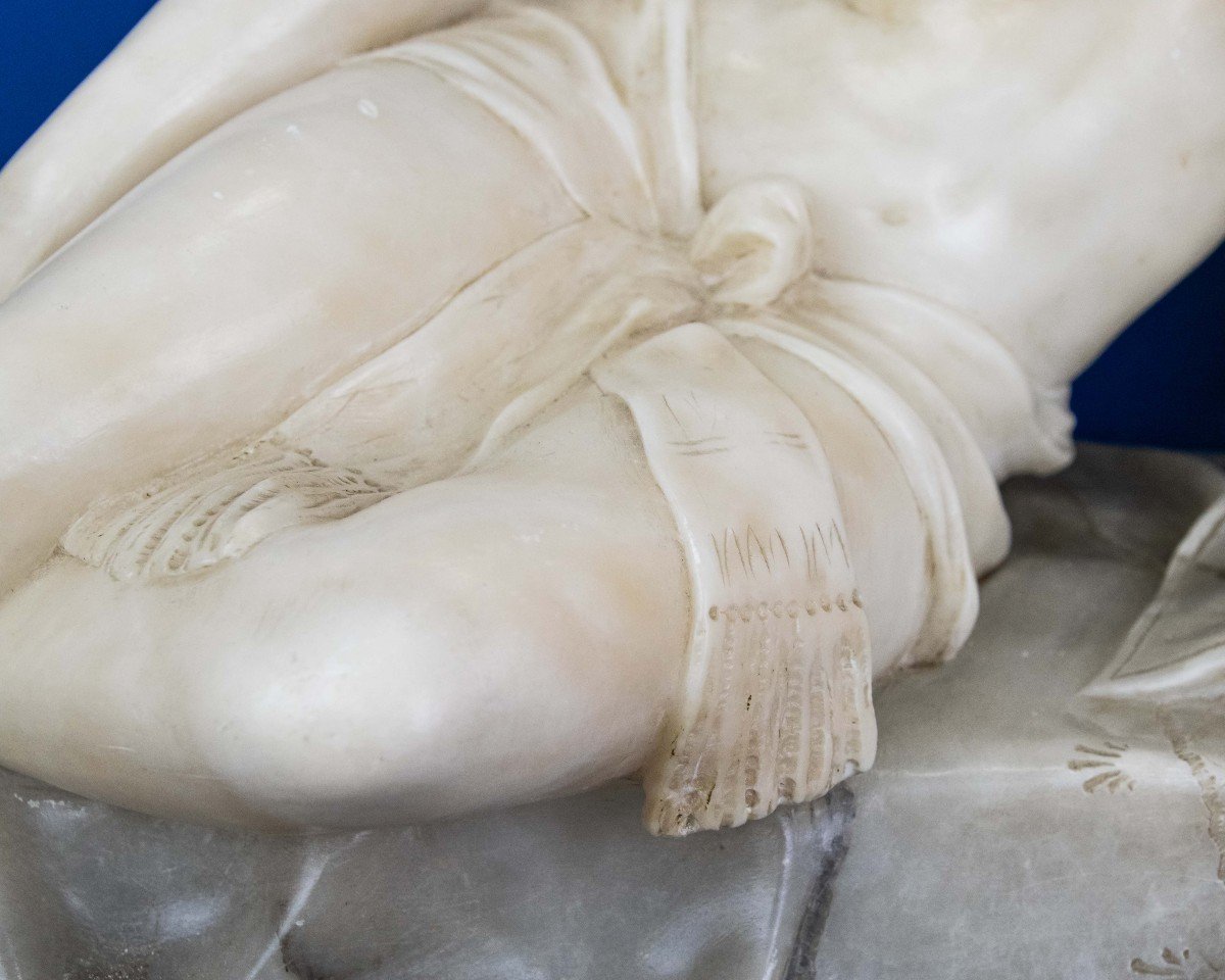 Femme allongée au sphinx, sculpture en albâtre, XXe siècle-photo-2