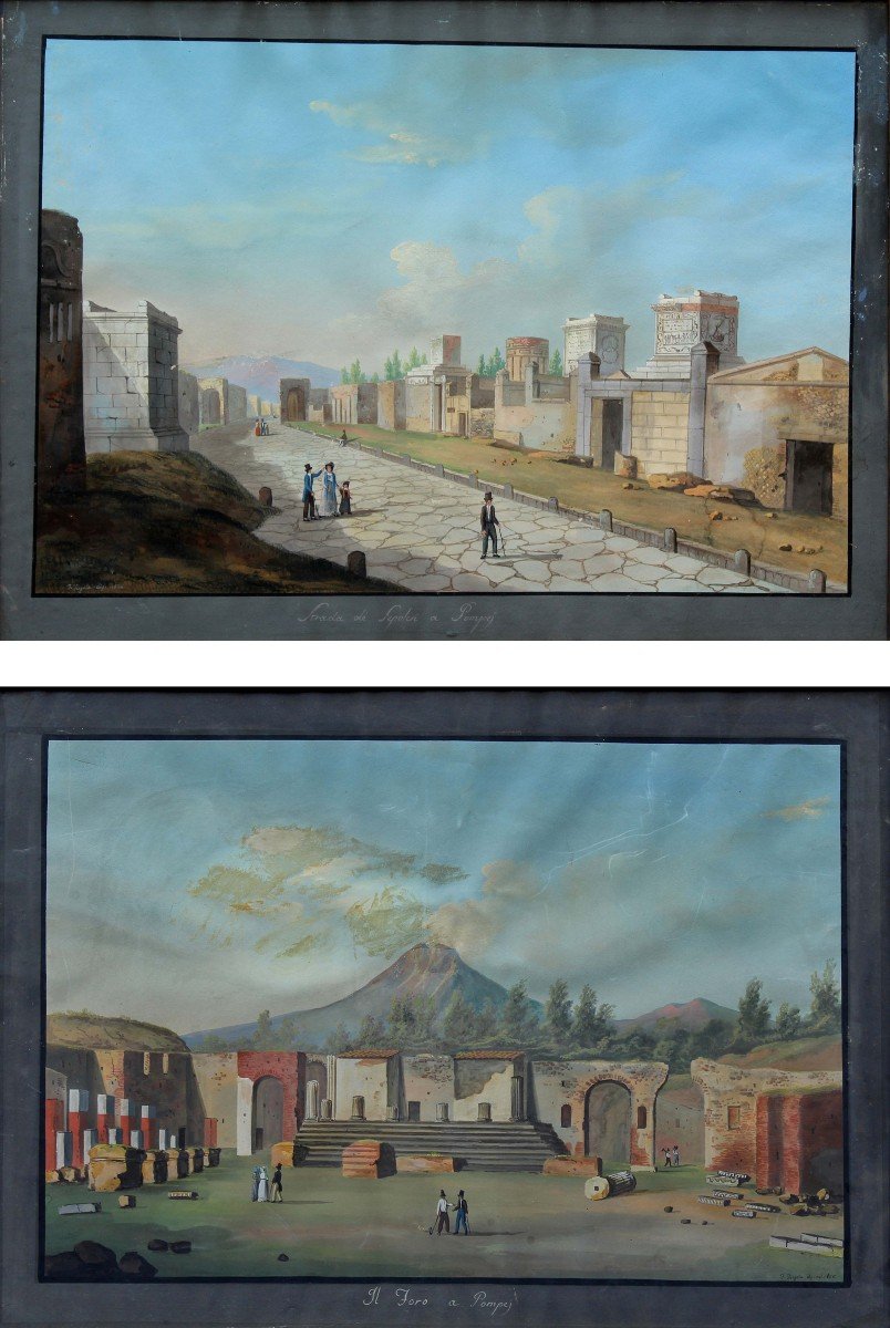 Vista di Pompei, Francesco Fergola  (1801 - 1875)-photo-2