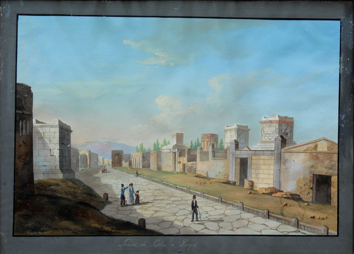 Vista di Pompei, Francesco Fergola  (1801 - 1875)-photo-3
