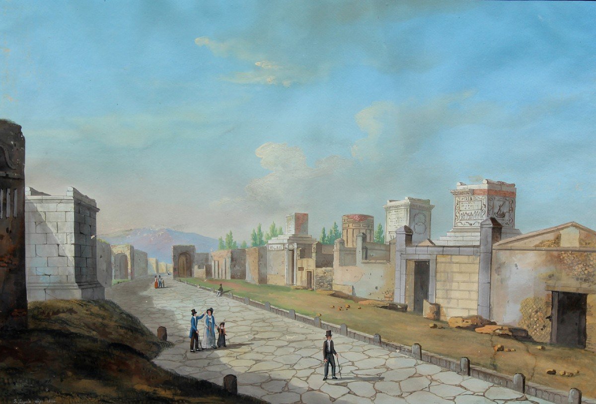 Vista di Pompei, Francesco Fergola  (1801 - 1875)-photo-1