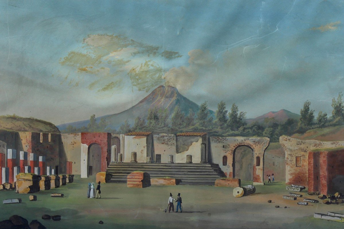 Vista di Pompei, Francesco Fergola  (1801 - 1875)-photo-2