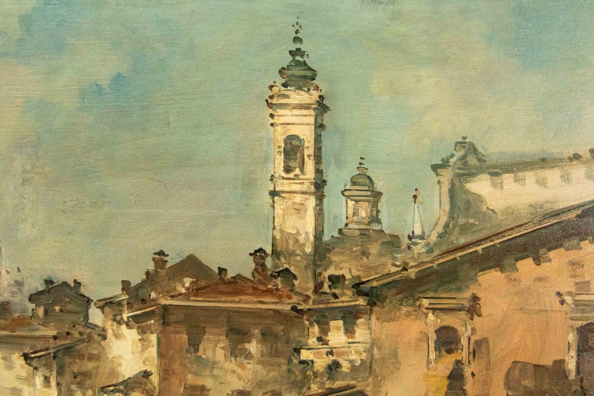 Vue Du Naviglio Avec Le Duomo, G. Riva (1834 - 1916)-photo-3