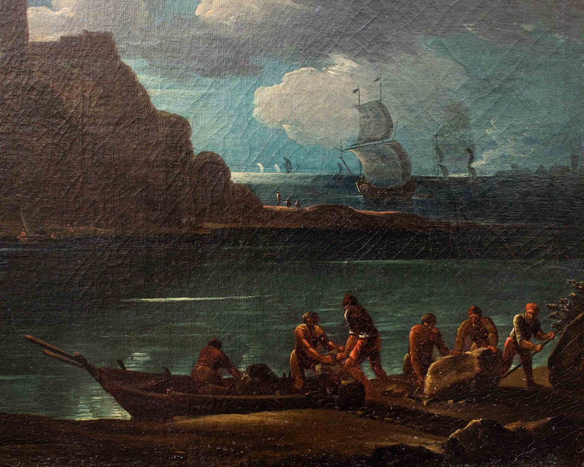 XVIII secolo, veduta costiera di notte-photo-3