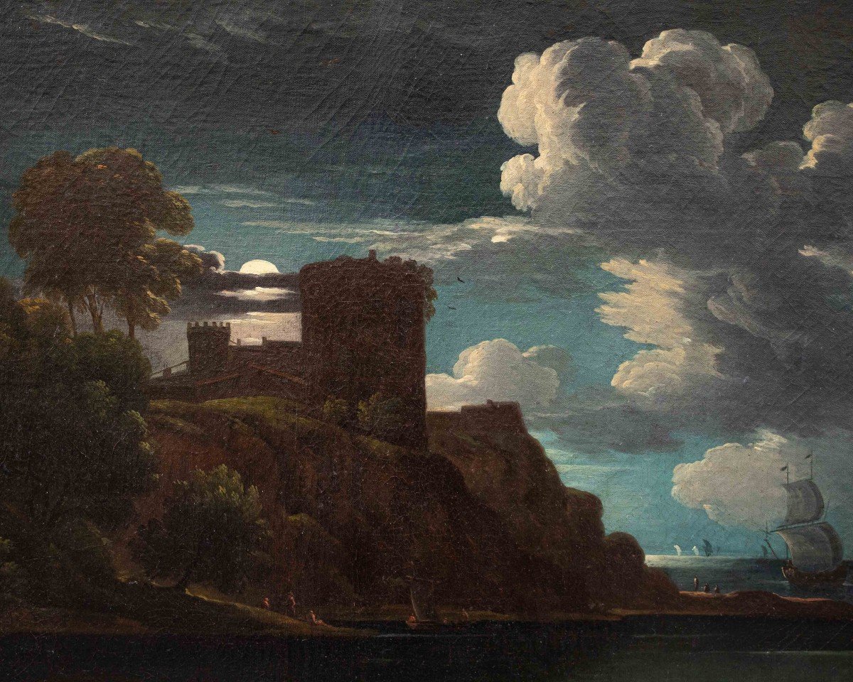 XVIII secolo, veduta costiera di notte-photo-4