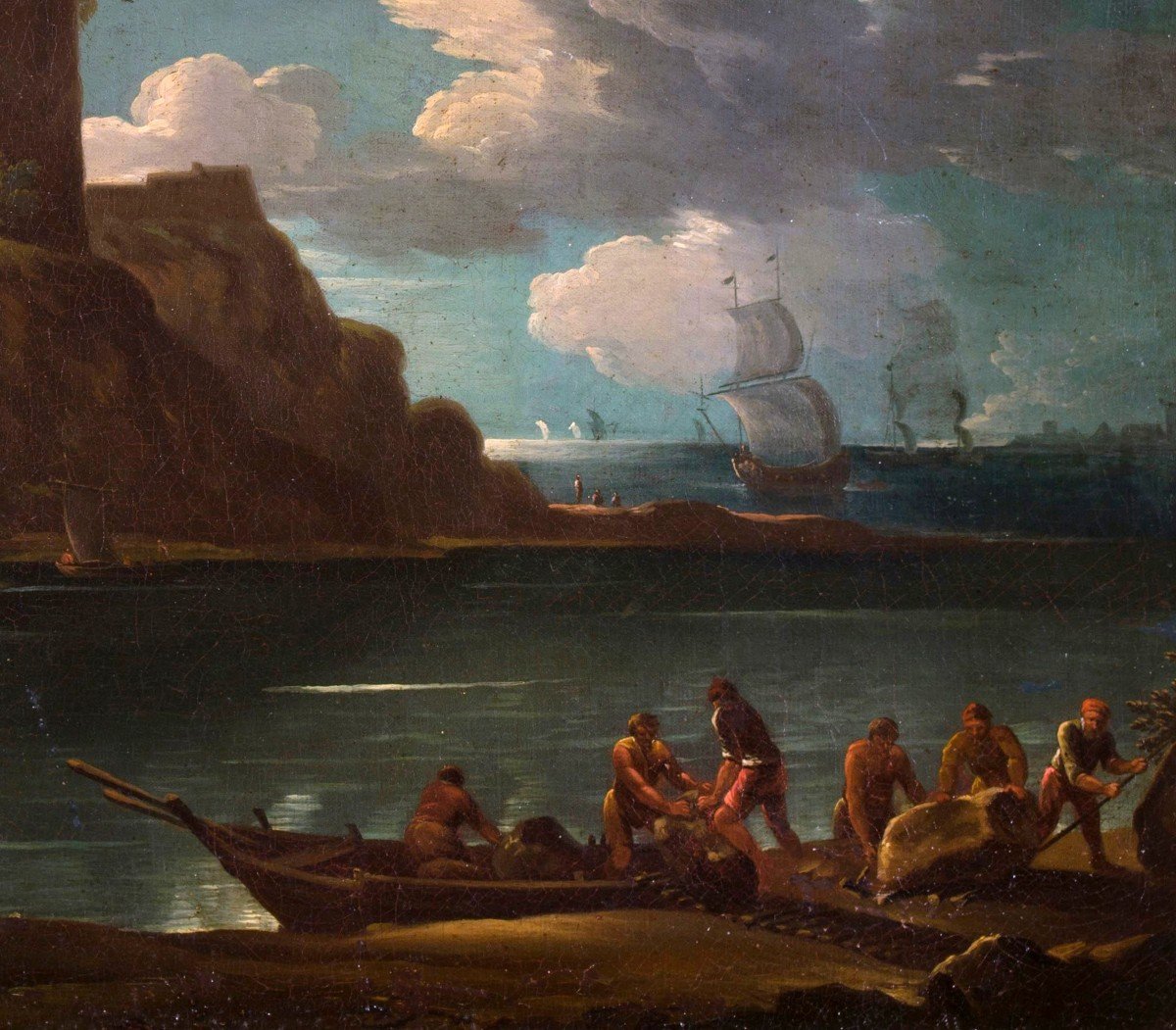 XVIII secolo, veduta costiera di notte-photo-8