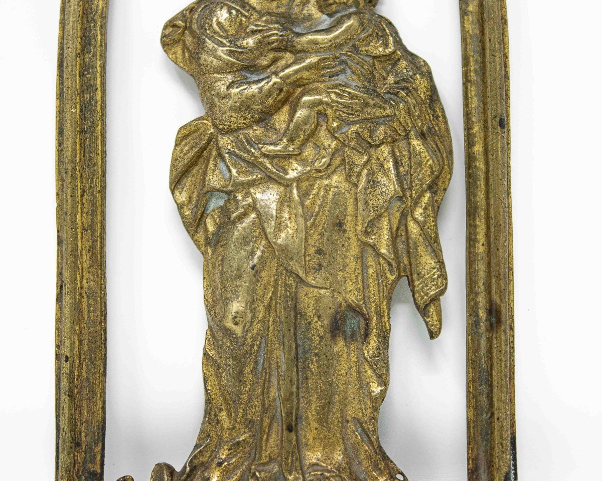 Vierge à l'Enfant, Sculpture En Bronze, XVIIIe Siècle-photo-2