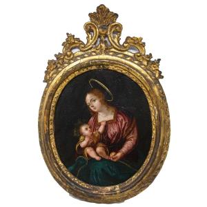XVII secolo, Scuola Fiamminga, Madonna con bambino 