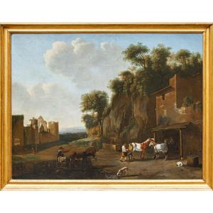 Jan Miel (1599 - 1663), Paesaggio della campagna romana con maniscalco