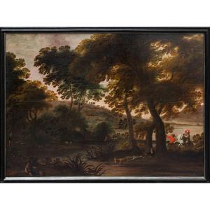 Seguace di Jacques van der Wijen (Amsterdam 1586 – 1638), Caccia al cervo