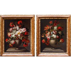 Nicola van Houbraken (Messina, 1668 – Pisa, 1733)(attr.), Vasi di fiori